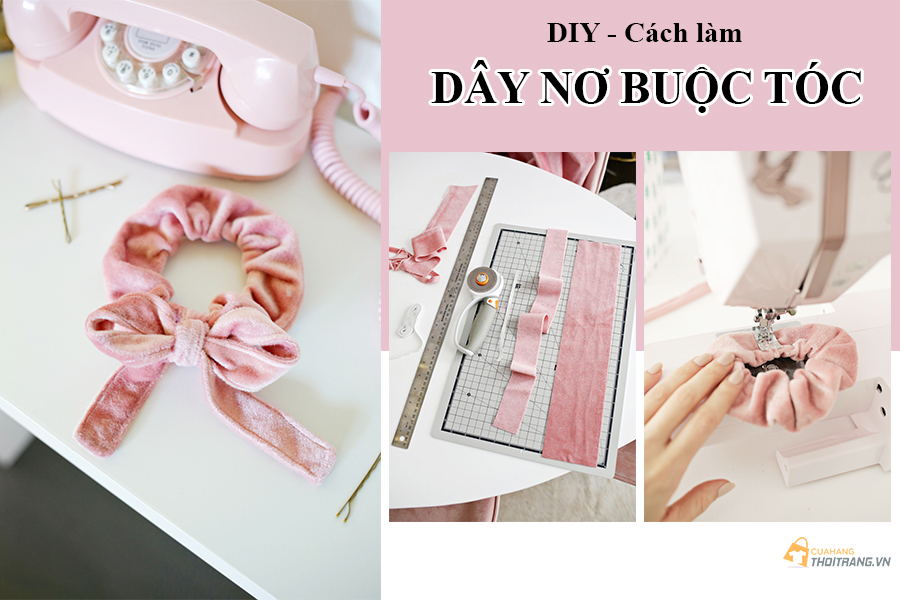 Phụ kiện: 5 bước làm dây nơ buộc tóc bằng vải nhung